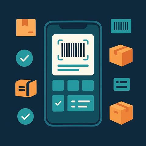 Mobile device scanning a barcode