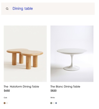 Product search results